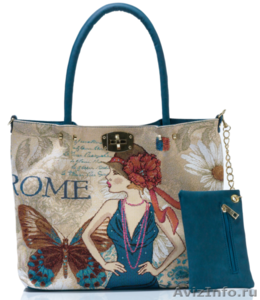 Женская сумка из гобелена со стразами 3 в одном "СИняя бабочка" - Изображение #1, Объявление #956017